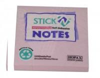 Stick notes 76 x  76 mm, 100 file, HOPAX - roz pastel - hartie reciclata