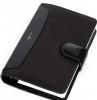 Agenda organiser city, negru, 6 inele, inchidere cu curea, 130x200mm,