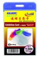 Buzunar din plastic PVC, pentru ID carduri, 74 x 105mm, vertical, 10 buc/set, KEJEA - transparent - margine color