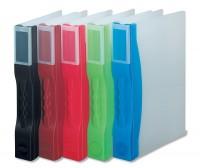 Biblioraft din Plastic Sablat Semitransparent A4, 8 cm, cotor rosu, loc eticheta
