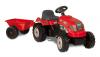Tractor cu pedale si remorca copii smoby  rosu
