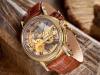 Yves camani grimaud brown skeleton automatic, ceas