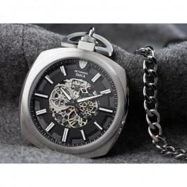 DETOMASO TASCA Skeleton Pocket Watch Raw Steel,  DT2050-B, Ceas de buzunar
