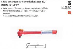 Cheie dinamometrica cu declansator 1/2'' izolata la 1000V - cuplu 20-100 Nm UNIOR