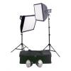 Kaiser 3155 - Kit lumini de studio (2 lampi halogen 1000W / 2 softboxuri 60x60cm / 2 stative 70-230cm si geanta transport)