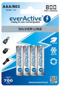 4x R03 AAA 800mAh Rechargeables everActive Silver Line BL153