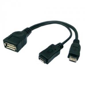 Cablu Splitter Micro USB F+M Host OTG USB F Negru AL679