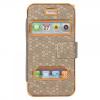 Hexagon pattern flip protective leather case for