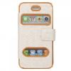 Hexagon pattern flip protective leather case for iphone 4/4s white