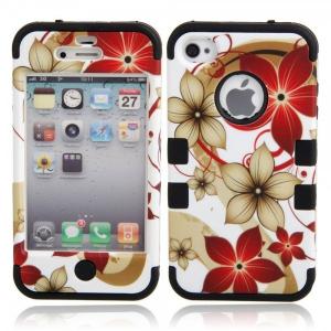 Hawaiian Flower Background Protective Case for iPhone 4/4S Black WW87010948