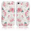 Flower pattern flip-open pu leather protective case for iphone