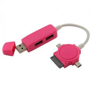 Hub USB dual cu Micro USB Mini USB Dock Roz ON078