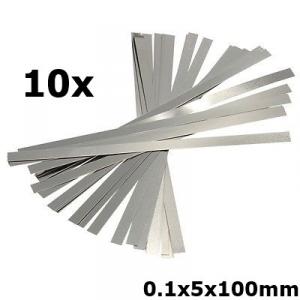 10x 0.1x5x100mm Nickel Plated Steel Battery Strap Strip AL093