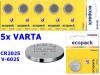 5x Blister Varta Battery ecopack 6025 CR2025 BL118