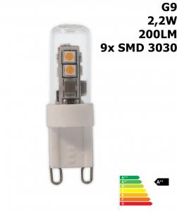 LED G9 240V 2,2W 200lm 2700K Glass tube Warm White CA026