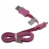 Cablu de date USB la Micro USB Ultra plat Roz ON073