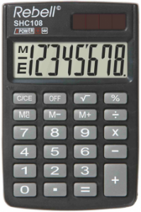 Calculator de buzunar, 8 digits,  88 x 59 x 10 mm, capac din plastic, Rebell SHC108