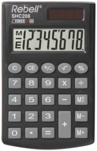 Calculator de buzunar, 8 digits, 100 x 62 x  8 mm, capac din plastic, Rebell SHC208