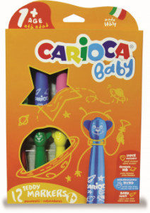 Carioca super lavabila, 12 culori/cutie, CARIOCA Baby Teddy +1