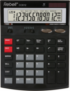 Calculator de birou, 12 digits, 186 x 142 x 30 mm, Rebell CC 612 - negru