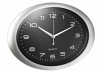 Ceas oval de perete, D-40/30cm, cifre arabe, ALCO - rama plastic argintie - dial negru