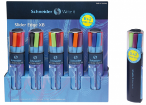 Pix SCHNEIDER Slider Edge XB, rubber grip, varf 1.4mm, 8 culori/set - (N,R,A,V,O,V,Roz,B)