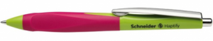Pix SCHNEIDER Haptify, rubber grip, clema metalica, corp verde deschis/roz - scriere albastra