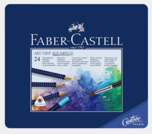 Creioane Colorate Aquarelle Art Grip 24 Culori Cutie Metal Faber-Castell