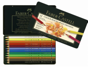 Creioane Colorate Polychromos 12 Culori Cutie Metal Faber-Castell