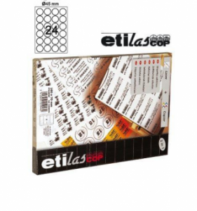 Etichete autoadezive rotunde (D45), 24/A4, 100 coli/top, ETILASCOP - albe