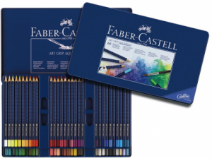Creioane Colorate Aquarelle Art Grip 60 Culori Cutie Metal Faber-Castell
