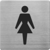 Placuta cu pictograma ALCO, din otel inoxidabil, imprimate cu negru - toaleta femei