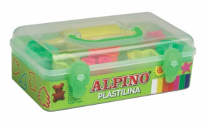Kit 7 culori x 90gr plastilina +  7 forme modelaj + roller, ALPINO