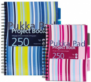 Project Book A5, 125 file 80g/mp, cu spirala dubla ,coperti carton rigid, PUKKA Stripes - dictando