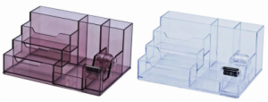 Suport plastic pentru accesorii de birou, 7 compartimente, KEJEA - fumuriu