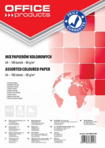 Hartie color, 80g/mp, 100 (5 x 20) coli/top, Office Products - culori pale asortate