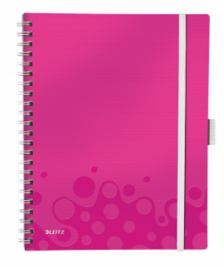 Caiet de birou LEITZ Wow Be Mobile, PP, A4, roz metalizat - matematica
