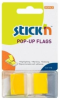 Film index autoadeziv 45 x 25mm, 50 file/set, cu dispenser, Stick"n Pop-up - transparent/galben