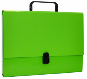 Servieta din carton laminat, A4/5cm, cu inchidere si maner, Office Products - verde deschis