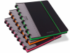 Caiet A5+, 72 file - 90g/mp, coperta PP neagra, cu elastic, margine color, AURORA Adoc Edge - dictan