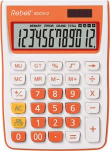 Calculator de birou, 12 digits, 145 x 104 x 26 mm, Rebell SDC 912 - alb/orange