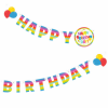 Ghirlanda carton litere happy birthday 2 m diverse culori