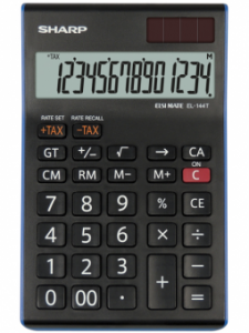 Calculator de birou, 14 digits, 155 x  97 x 12 mm, SHARP EL-144TBL - negru