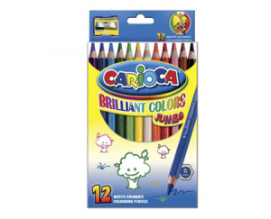 Creioane colorate, hexagonale, 12 culori/cutie, CARIOCA Jumbo