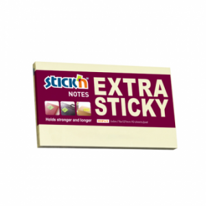 Notes autoadeziv extra-sticky 76 x 127mm, 90 file, Stick"n - galben pastel