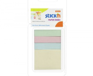Stick index hartie color 50 x 12 mm + 50 x 38 mm, 4 x 40 file/set, Stick"n - 4 culori pastel