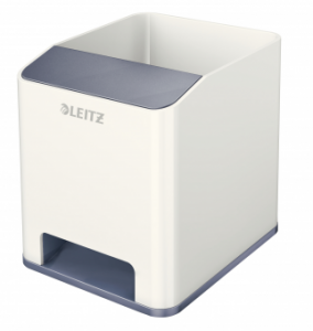 Suport instrumente de scris, LEITZ Wow cu amplificare sunet - gri/alb