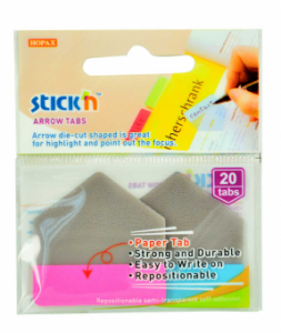 Stick index plastic 38 x 38 mm, 20/set, index sageata, tab hartie color, Stick"n Arrow Tabs