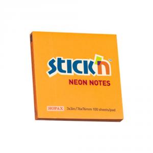 Notes autoadeziv 76 x 76 mm, 100 file, culori neon STICK'N