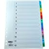 Index carton numeric 1-12, A4, alb cu margine pp color, Mylar OPTIMA